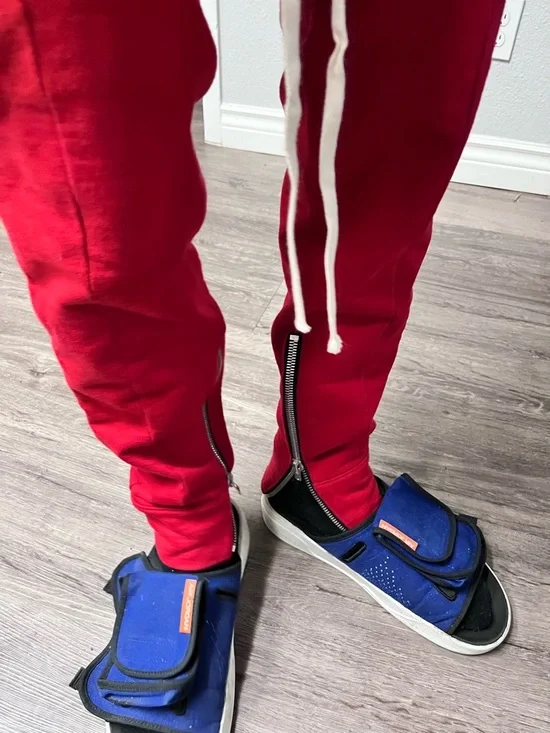 NWT Fear of God Red fifth collection riri m8 zip ankle ZIPPERS DRAWSTRING COTTON - Picture 4 of 17